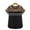 Classic black and white Summer women chiffon leopard stitching clothing plus size,chiffon fabric,t shirt women wear