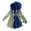 Myfur Customized Fake Rabbit Fur Lining Plus Parka with Random Colorful Raccoon Fur Hood