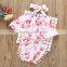 B22299A Baby summer pretty floral print cotton 3 pcs clothing sets