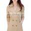 2016 BAIYIMO Womens Long Plus Size Turndown Collar Double Breasted Pea Trench Coat
