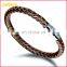 Custom Black Fabric Leather Wristband Bangle with Stainless Steel Magnetic Box Clasp