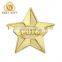 Cartoon Design Star Shaped Gold Color Metal Badge For Promotion