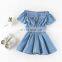 2020 new summer off- shoulder denim girls sets 2 pcs clothing children clothes suit