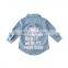 Autumn Toddler Baby Girl Coat Cotton Denim Kids Children Clothes Letters Printed Tops T-Shirt Trench Jacket
