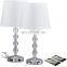 Modern touch control dimming vase table lamp with double USB rechargeable night table lamp bedroom bedside table lamp