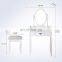 Vanity Table Makeup Table Set Dressing Table with Stool and Oval Mirror White Makeup Dresser with Mirror