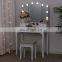 Women wooden foldable glass mirror makeup table dressing room table and chair led light