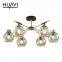 HUAYI New Design Iron Glass Chrome Color Indoor Living Room Office Modern Chandelier Ceiling Light