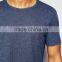 2016 Spring Short Sleeve Navy Tight Skinny Muscle Fit Longline Mens Curved Hem T-Shirt