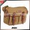 Wholesale meduim size khaki canvase shoulder camera bag with leather trim