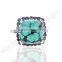 Turquoise cushion & amethyst round gemstone ring,sterling silver 925 rings wholesale jewelry