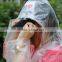 bright red and green color raincoat with button