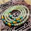 Multilayer Natural Prehnite Color Agate Tibetan Buddhist Buddha Amulets Yoga Wrist Meditation Prayer Mala Beads Wrap Bracelets