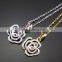 2016 wholesales metallic floral texture floating pendant short chain necklace