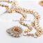 new fashion ladies and women white rhinestone beige beads metal decoration slim waist chain