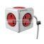 4 outlets Powercube adapter extension 3m cable with socket UK plug