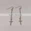 Fashion simple silver stick cross earring for women with silver line