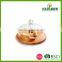 Hot selling glass cheese dome with bamboo base/glass dome with bamboo base