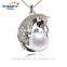 Animal shape freshwater pearl pendant 8.5-9mm AAA button pearl unique sterling silver natural pearl pendant