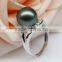 10 - 11 mm black perfect round girl with a tahiti pearl ring