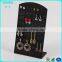 L shaped floor acrylic earring display stand holder with black color plexiglass earring rack