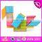 New arrival 18PCS DIY wooden puzzle 4D toy,Colorful and Non-toxic wooden diy block toy wholesale W03B047