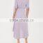 alli baba com 2017 Summer style lilac midi length v-neckline hi-lo hem Tie Sleeve Wrap Dress