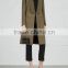 Wholesale Ladies Apparel Front Slip Pockets Dark Olive Piped Crepe Coat(DQE0371C)