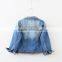 2017 Girls Faded Denim Jacket Kids Jeans for Autumn