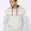 Grey Melange Hooded Sweatshirt For Man Long Sleeves With Elbow Patches Sweaters Kangaroo Front Pocket Ribbed Hem Hoody Custom