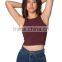 2015 new design fitness gym Apparel, plain solid color Cotton Spandex Sleeveless Crop Top custom for women wholesale
