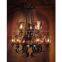 Chandelier, 9 Light, Classic Amber Iron Glass Painting