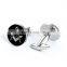 Silver Symbol Black Round Cuff Link Men Shirt Cufflinks
