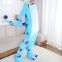 Blue Cow Cartoon Flannel Conjoined Polyester Pajamas