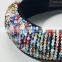 Luxury Full Color Crystal Headband for Women Padded Hairband Handmade Beaded Wide Headwear Hair Accessories Hair Hoop for girl