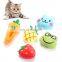 New DIY hot sale nibble non-toxic fruit and animal cat plush toys with catnip