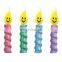 Factory Price 4 Pcs/Bag Smiley Spiral Candle Happy Birthday Cake Candle for Cake Decoration  Birthday Party Supplies