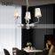 HUAYI Modern Simple Hotel White Hanging Dining Room Chandelier 3-Light LED Glass Indoor Pendant Light