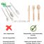 Yada Custom Printed High Quality Utensils 140mm  Birch Disposable Spoon Fork Knife  Wooden Cutlery Set
