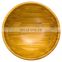 Biodegradable antique natural bamboo fiber wooden salad mask fruit round yellow rice bowl with fork and spoon set