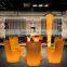 Restaurant plastic tables and chairs LED bar furniture sets party chair led whole sale led cube chair