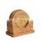 Handmade 6 Pcs set Rattan Coasters with Square holder High Quality Straw Mat for Cup and Mug Wholesale in Bulk
