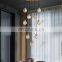 Hot selling China Modern globe Pendant Light Luxury Crystal Led Ceiling Pearl Round Stair Chandeliers for living room