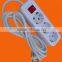 Europe style 6 way extension power socket with grounding and switch (E8006ES)