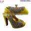 CSB1228 Latest beautiful design gold ladies shoes matching bags peep-toe sandals