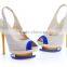 Hot Sell Elegant Mature Popular White Real Leather High Heel Sandals for Women
