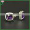 925 sterling silver purple cubic zircon gemstone huggie designer earrings for woman