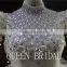 New Design High Neck Sleeveless Appliqued Bow Heavy Beaded Wedding Dresses For Fat Woman