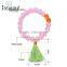 2016 Fashion Chinese light pink crystal tassel elastic bracelet jewelry set
