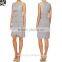 Lace Top Layer Dress,Empire Waist Beaded Grey Ladies Official dresses